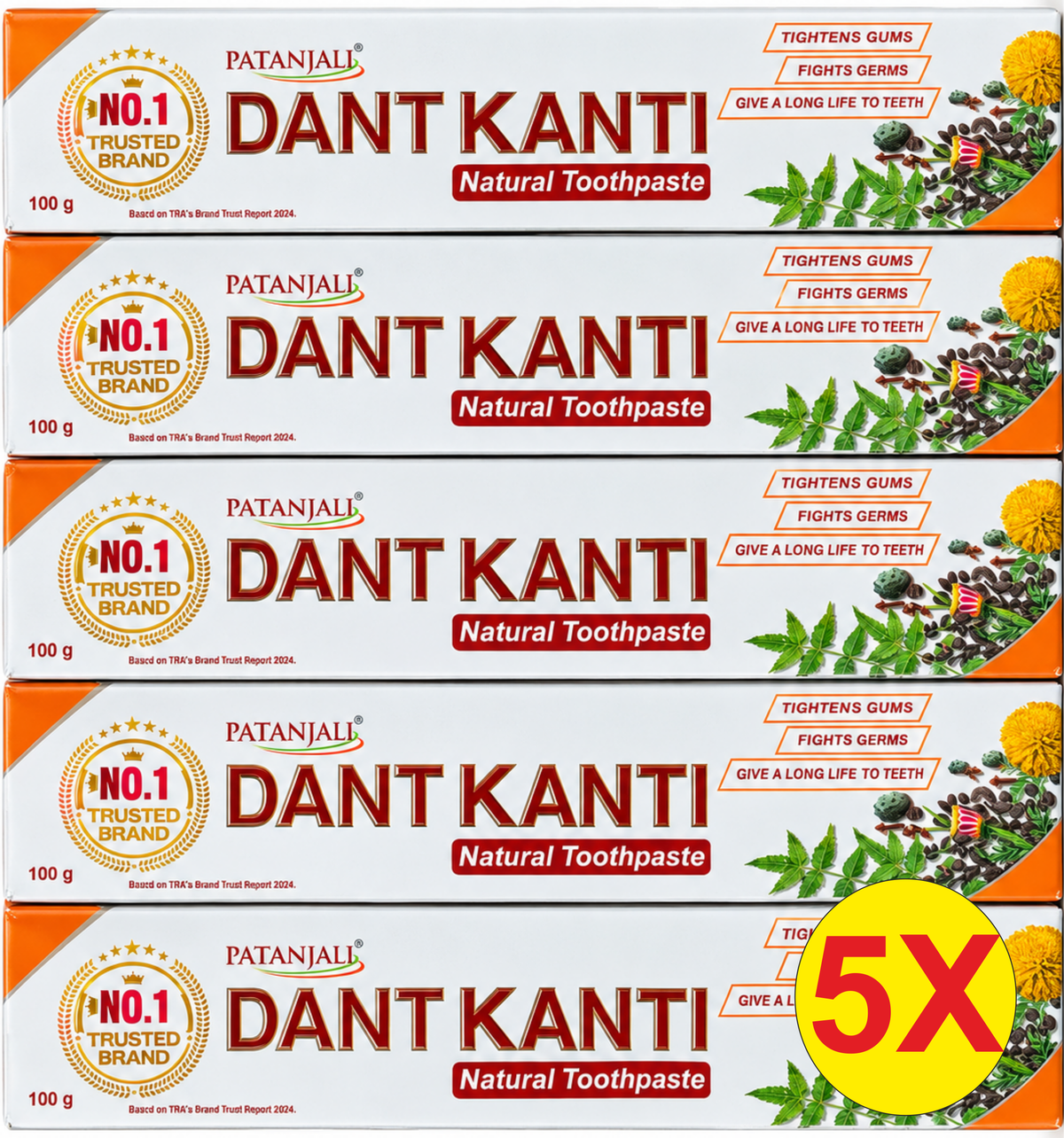 Patanjali Dant Kanti Natural Toothpaste – 5er Pack (5 × 100 g)