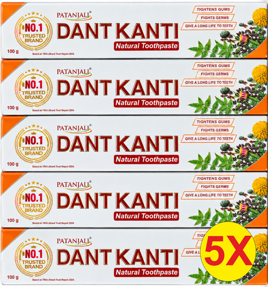 Patanjali Dant Kanti Natural Toothpaste – 5er Pack (5 × 100 g)